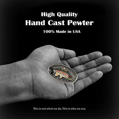 Rainbow Trout Pin, Catch and Release, Lapel, Hat, Pins, Brooch, Brooches, Jewelry, Gift, Handmade in the USA, 200 Fish Designs Available. - color: Hand Painted