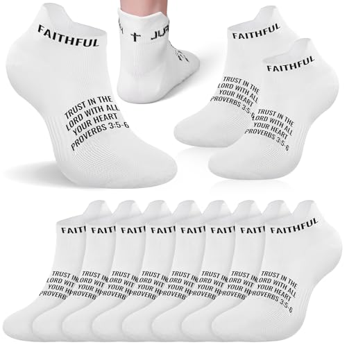 Janmercy 6 Pairs Christian Ankle Socks Fit Us Size 6-13 - color: White