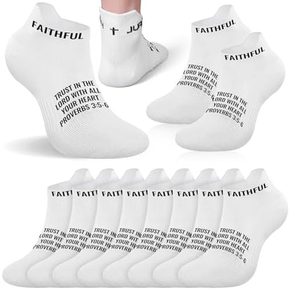 Janmercy 6 Pairs Christian Ankle Socks Fit Us Size 6-13 - color: White