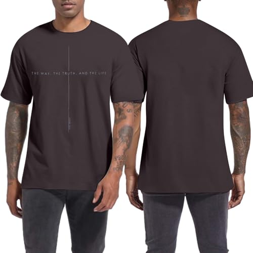 Christian Jesus Faith Shirts Men: The Way The Truth Life Cross Graphic Tee - color: Brown, size: XX-Large