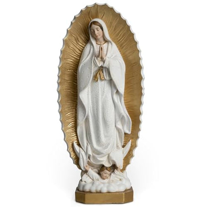 BC Catholic Our Lady of Guadalupe Statue, 7" H Virgen De Guadalupe Figure, Holy Mother Mary Religious Gift, Catholic Decor, Handpainted Renaissance Sculpture Purity & Grace Collection by Buildclassic - color: Gold&white Guadalupe