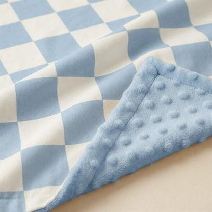 Fleece Baby Blankets for Girls & Boys, Infant Toddler Blanket - color: Checkered Blue
