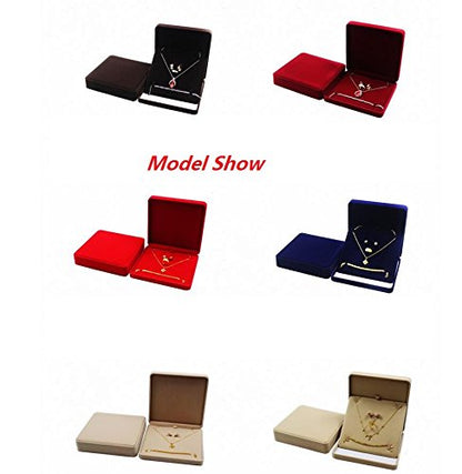 Jewelry Set Velvet Box Necklace Earring Ring Necklace Bracelet Gift Display Case Wedding Jewelry Storage Holder (Red) - color: Red