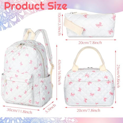 Shyyween 3 Pcs Backpack, Lunch Bag, Pencil Case Set Bow Pink - color: Pink, style: Bow