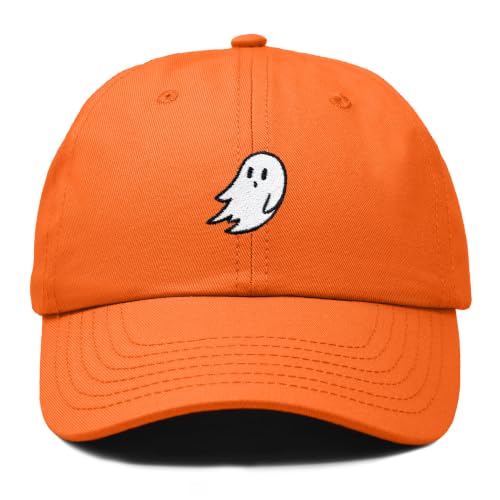 DALIX Ghost Embroidered Mens Womens Cotton Dad Hat Baseball Cap Adjustable - color: Orange