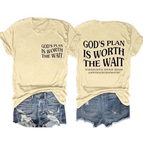Womens Christian Shirts Funny Bible Verse Graphic T-Shirts Religious Faith Inspirational Short Sleeve Tee Tops - color: Abeige1, size: XX-Large