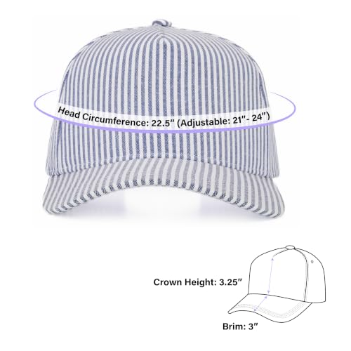 C.C Women's Criss-Cross Ponytail Trucker Hat - Snapback, One Size - color: Cotton Stripe-navy