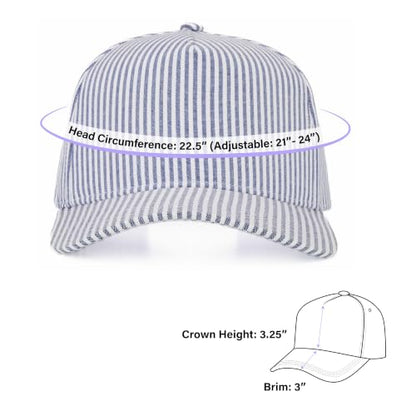 C.C Women's Criss-Cross Ponytail Trucker Hat - Snapback, One Size - color: Cotton Stripe-navy