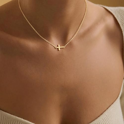 Gold Cross Necklace for Women, Dainty Small Cross Pendant - color: Necklace03