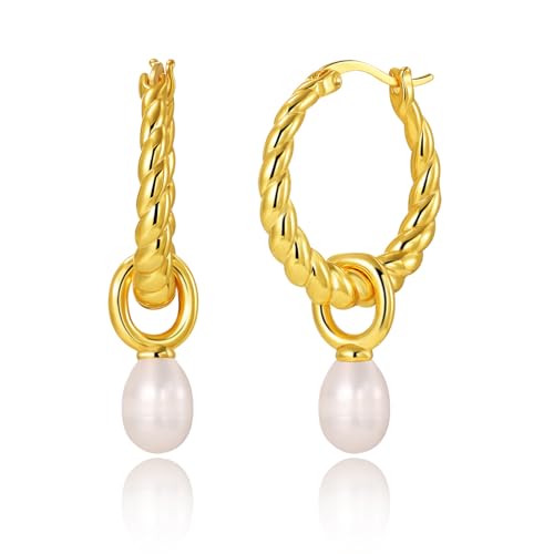 18K Gold Plated Hoop Earrings for Women, NICKEL-FREE & HYPOALLERGENIC, Timeless Jewelry Gift - color: Gold-Pear