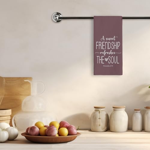 TNUW Christian Gifts Kitchen Towels 16x24In, Religious Friend Christian Gifts for Women, Hand Tea Towels for Kitchen Bathroom Decor (Bean Paste Purple) - color: Bean Paste Purple