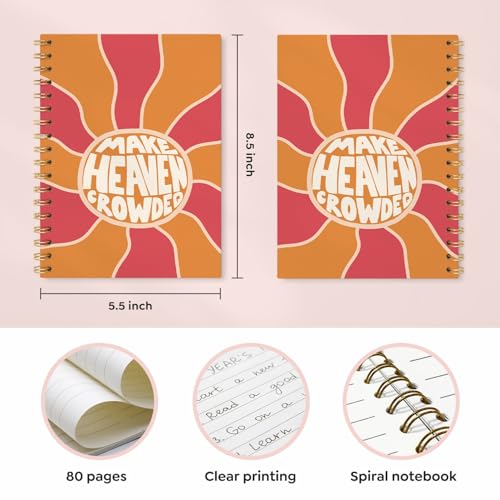 VONTP Christian Spiral Notebook, Make Heaven Crowded, 5.5x8.3 In - color: Modern