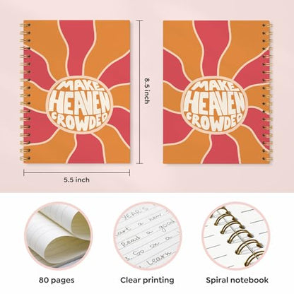 VONTP Christian Spiral Notebook, Make Heaven Crowded, 5.5x8.3 In - color: Modern
