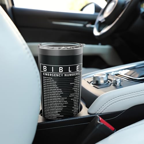 Bible Emergency Hotline Numbers Bible Verse Scripture Gift Stainless Steel Insulated Tumbler - color: Black