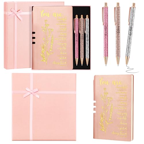 Affrolling 5 Pcs Christian Gifts for Women Church Religious Gifts A6 Bible Leather Notebook Pens with Box Prayer Journal for Men Bible Study Pastor's Wife Godmother Father(Rose Gold) - color: Rose Gold