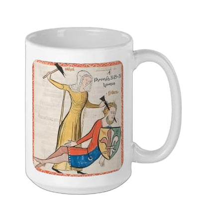 Proverbs 31 29 31 Woman Medieval Christian Art Design Ceramic Mug, White, 15oz - color: White, size: 15 Ounces