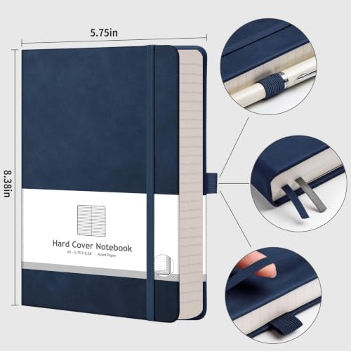 AHGXG Lined Journal Notebook, 320 Numbered Pages, A5 (5.75'' X 8.38'') - color: Dark Blue, size: A5