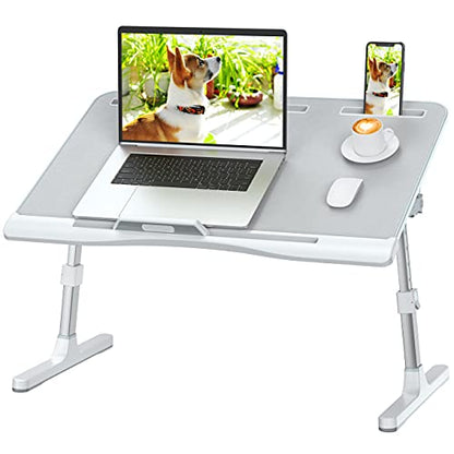 KLEAR Laptop Bed Tray Desk with Adjustable Height & Angle, No Drawer, Grey - color: Gray, size: Large without Bag (13.4"x23.6")