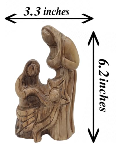 Zuluf 6.2" Olive Wood Holy Family Nativity with Star of Bethlehem – Hand-Carved Mary, Joseph & Baby Jesus Figurine – Artisan Spiritual Decor for Catholic Home Display – HOF015 - color: 6.2" Bethlehem Star Nativity