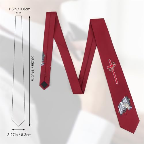 Men's 3.27 Inch (8.3CM) Christian Jesus Easter Novelty Tie Gift Box - color: Red-cross+bible