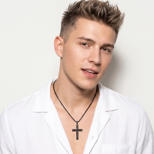 14K Gold Plated Cross Pendant Necklace Christian Jewelry Religious Gift - color: A11-Cross Black Wood