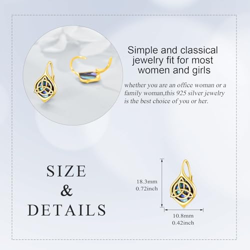 Celtic Trinity Knot Earrings for Women 925 Sterling Silver Triquetra Knot Leverback Abalone Shell Irish Jewelry Tree of Life Gift - style: gold plated celtic knot