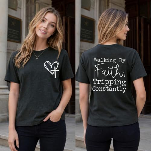 Christian Shirts for Women Religious Tshirt Bible Verse Tee Tops - color: 02-dark Gray, size: XX-Large
