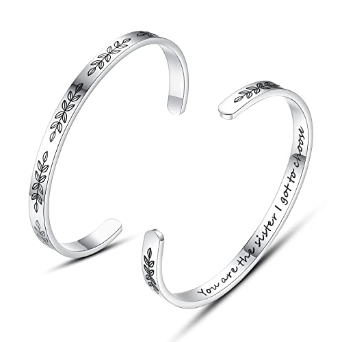 TONY & SANDY Cuff Bracelets for Women Teen Girls Best Friend Sister Mom Daughter Granddaughter Easter Birthday Mother's Day Christmas Stocking Stuffers for Teen Girls Women Jewelry - style: 1 - Sister Gifts - You are the sister I got to choose