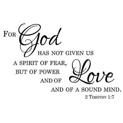 2 Timothy Scripture Decal for Bedroom - A Spirit of Power Wall Bible Decal Removable Scripture Verse 2 Timothy 1:7, q19 - color: Black, size: 14x22