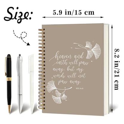 Christian Notebook Journal - Christian Gifts for Women, Inspirational Bible Journal Notebooks for Note Taking, Bible Study, Prayer & Church Notes, A5 Spiral Notebook (Ginkgo leaves) - color: Ginkgo leaves