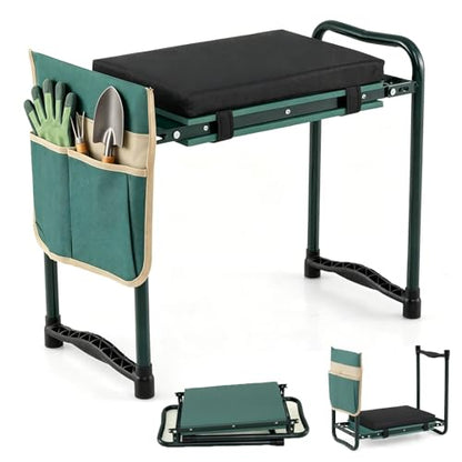 IRONMAX Garden Kneeler and Seat with 15.5" L×11" W EVA Kneeling Pad, Green - color: Green, size: 15.5"L×11"W