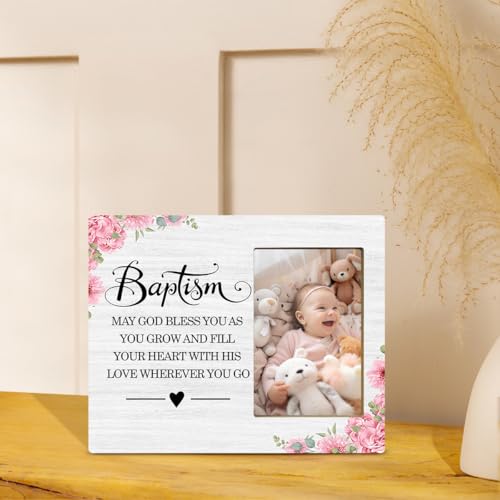 JioJio Chan Baptism Picture Frame Gifts for Boy and Girl,4x6 Picture Frame - color: pink