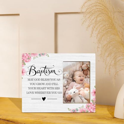 JioJio Chan Baptism Picture Frame Gifts for Boy and Girl,4x6 Picture Frame - color: pink