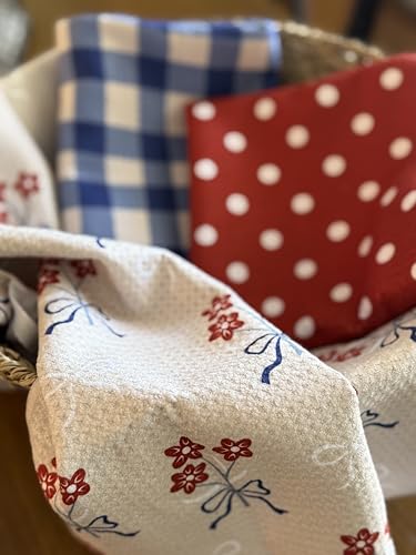 Kitchen Towels, Dish Towels for Kitchen, 3 Pc Kitchen Towel Set - color: Red/White/Blue
