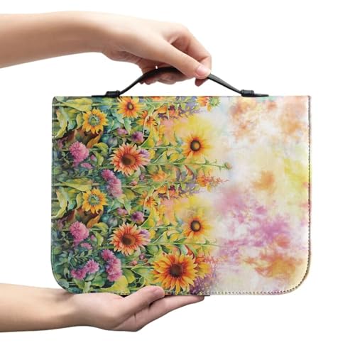 Bible Cover for Women Bible Tote Bag Durable Carrying Book Case Church Bag for Bible Accessories Zipper And Pockets for Standard Size Bible-size：M - color: flower, size: M（9.21-6.3in）
