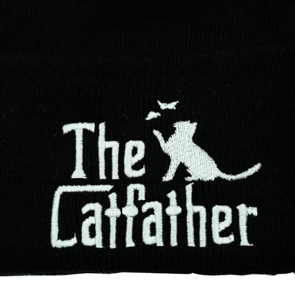 Cat Dad Beanie Hat Winter Cuffed Knit Hat Skull Watch Cap Embroidery Fisherman Beanies for Women Men Unisex - color: Cat Dad