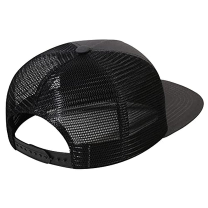 UALON Baseball Cap, Snapback Trucker Hat for Men & Women with American Flag and Adjustable, Breathable Mesh, Flat Bill Hats - color: Dark Gray/Black