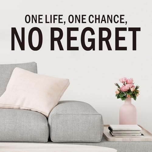 Inspirational Wall Stickers for Living Room: Motivational Quotes Office Gym School Classroom Garage Bedroom Vinyl Art Wall Decals - One Life One Chance No Regret 25" X 7" - color: One Life One Chance No Regret, size: Small