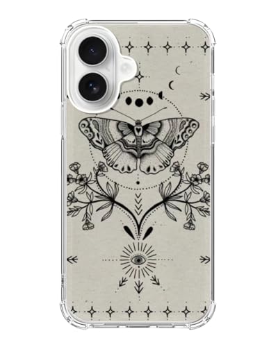 Magical Moth Plant Phone Case Compatible with iPhone 17, Witchy Moon Stars Mystic Eyes Phone Cover for iPhone 17 - color: Witchy Moth Plant