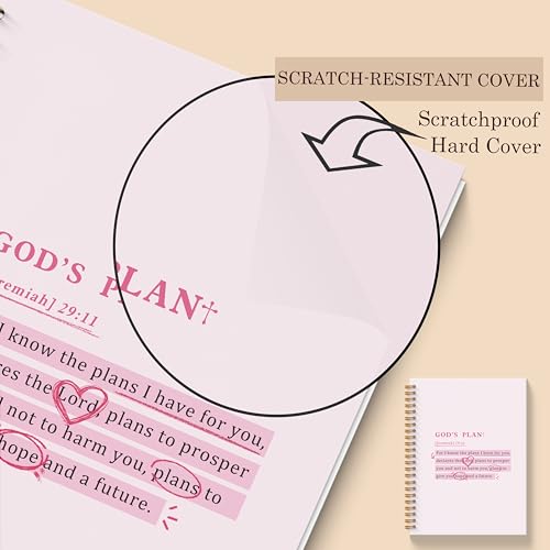 Pink Christian Spiral Notebooks, Jeremiah 29:11 Bible Journaling Notebook, Religious Prayer Journal for Woman, Church Notes Notebook, Christian Gifts for Women, 5.5x8.3 Inches - color: Gods Plan