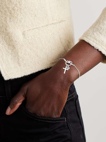 Moodear Cross Bracelet for Women, Dainty Sterling Silver/Gold Plated Gift - color: Silver Knot Cross Bracelet