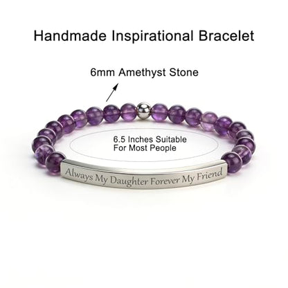 Amethyst Christian Bracelet for Women, 18K Gold Plated Bible Verse Jewelry, Inspirational Religious Faith Gift, Scripture Jewelry for Encouragement & Strength - color: ALWAYS MY DAUGHTER FOREVER MY FRIEND-Amethyst Silver