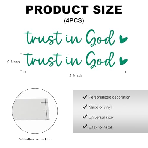 DXNQ 4PCS Trust in God Rearview Mirror Decals, Automotive Vinyl Rear View Mirror Decorative Stickers, Waterproof Trust in God Stickers for Car Truck Laptop, Car Accessories (Green) - color: Green, size: 4PCS