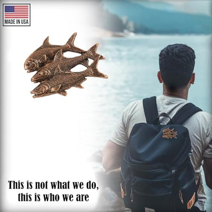 Grand Slam Bonefish Tarpoon Fish Pin, Pewter, Lapel, Hat, Pins, Brooch, Brooches, Jewelry, Gift, Handmade in the USA, 200 Fish Designs Available. S035PRZ - color: Copper Plated