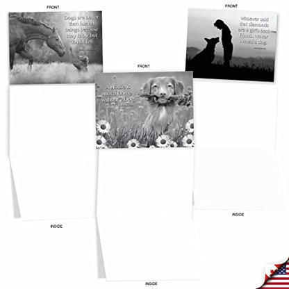 The Best Card Company - 10 Assorted Blank All Occasions Notecards Boxed Set 4 x 5.12 Inch w/Envelopes Dogs Inspirational Quote, Men, Women (10 Designs, 1 Each) - Canine Comments M1623BN-NB - style: Canine Comments