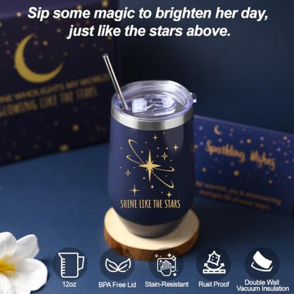 Starry Sky Good Luck Gifts Baskets, 10Pcs Self Care Birthday Gift for Women - color: Starry Blue