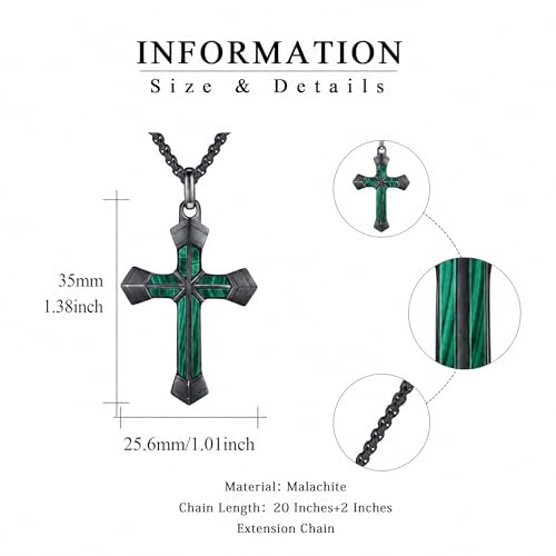 Cross Necklace for Men 925 Sterling Silver Cross Ebony Wooden Ankh Raven Praying Hands Crucifix Amulet Religious Jewelry Gifts for Men Women - color: Cross5