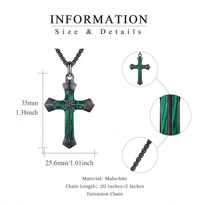 Cross Necklace for Men 925 Sterling Silver Cross Ebony Wooden Ankh Raven Praying Hands Crucifix Amulet Religious Jewelry Gifts for Men Women - color: Cross5