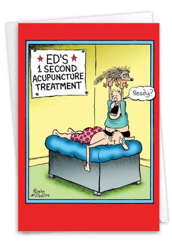 NobleWorks - Funny Get Well Greeting Card with 5 x 7 Inch Envelope (1 Card) Porcupine Acupuncture 8541 - style: Porcupine Acupuncture