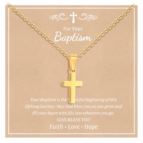 Gold Plated/Silver/Black Cross Chain Necklace Gifts for Boys Girls Son - color: Gold, style: For your Baptism